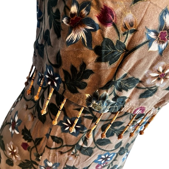 All That Jazz Hawaiian Floral Print Sheath Dress With Beaded Fringe Size 4 - Picture 4 of 12